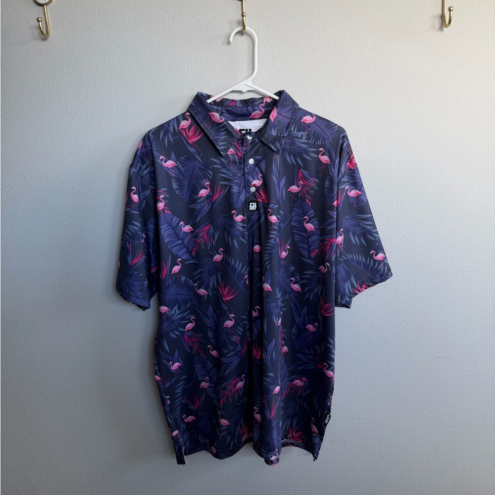 Flamingo Print Polo Shirt